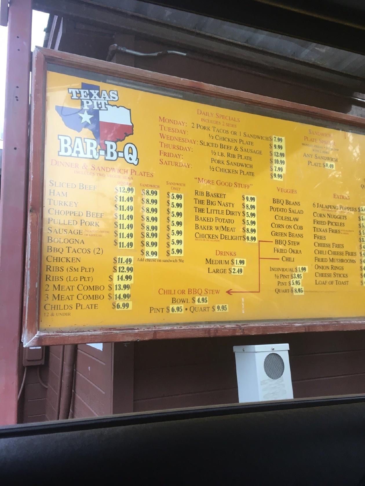 Menu At Texas Pit Bbq Saginaw 324 S Saginaw Blvd 6724