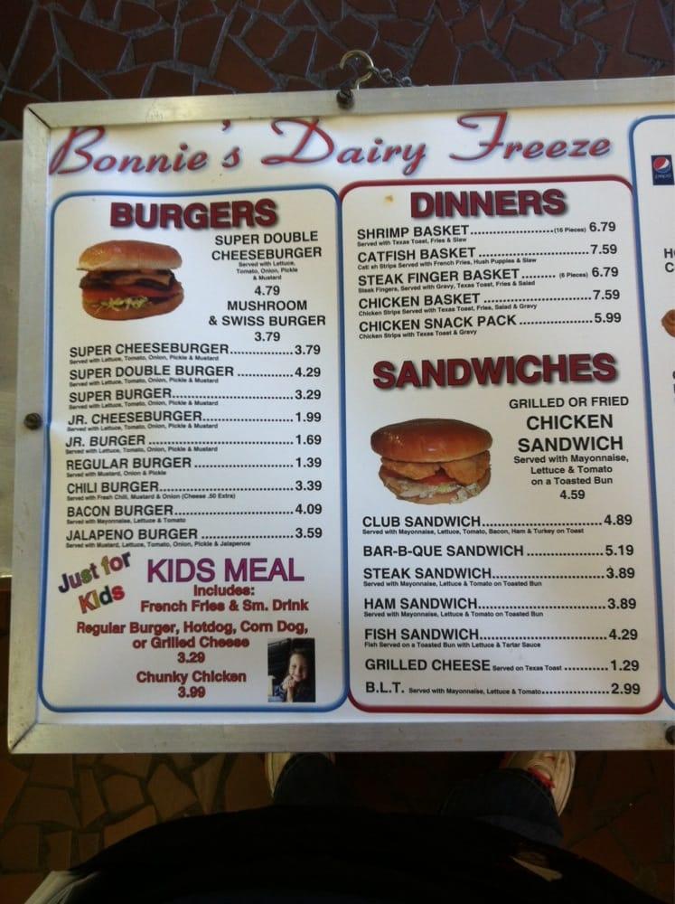 Menu at Dairy Freeze restaurant, Fort Smith, Midland Blvd