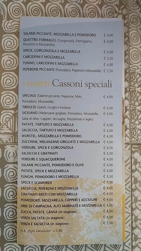 Menu da Del sole, piada e cose buone, Rimini