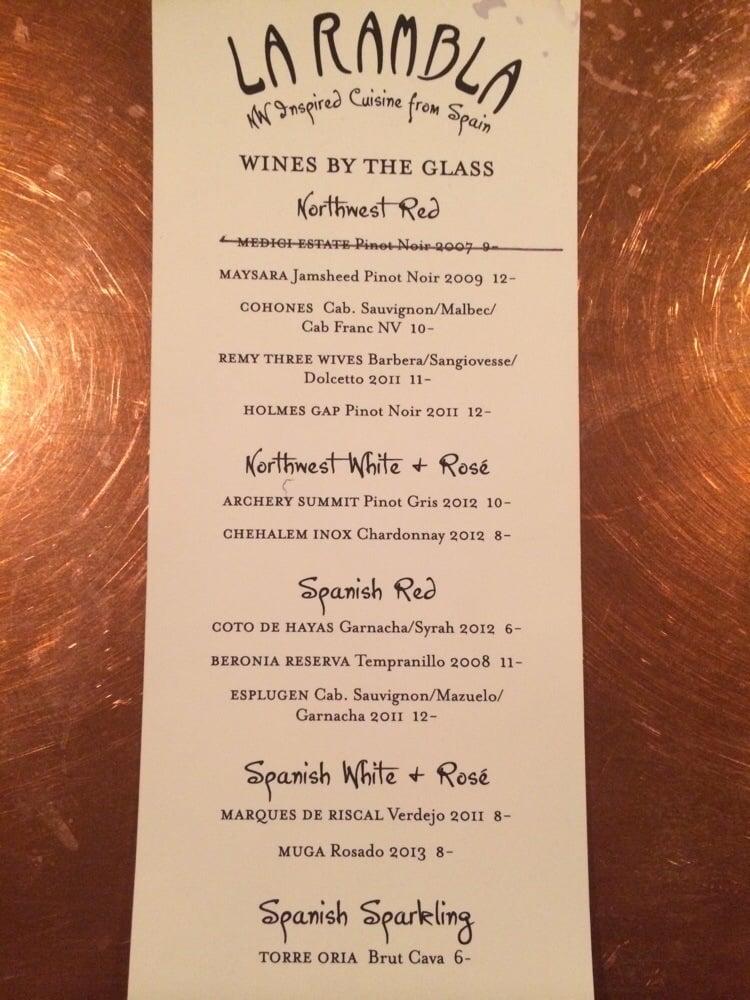 Menu at La Rambla Restaurant & Social Room, McMinnville