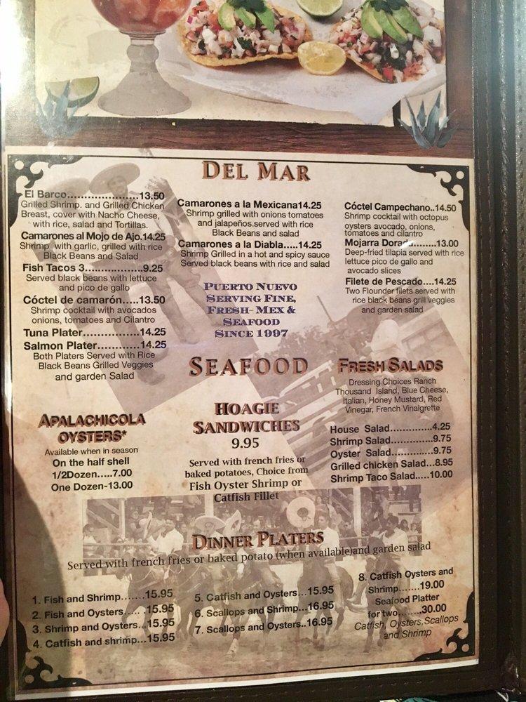 Menu at Puerto Nuevo Mexican and Seafood Restaurant, Toccoa
