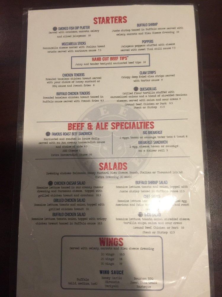 Menu at Beef & Ale pub & bar, Greenacres, Lake Worth Rd A