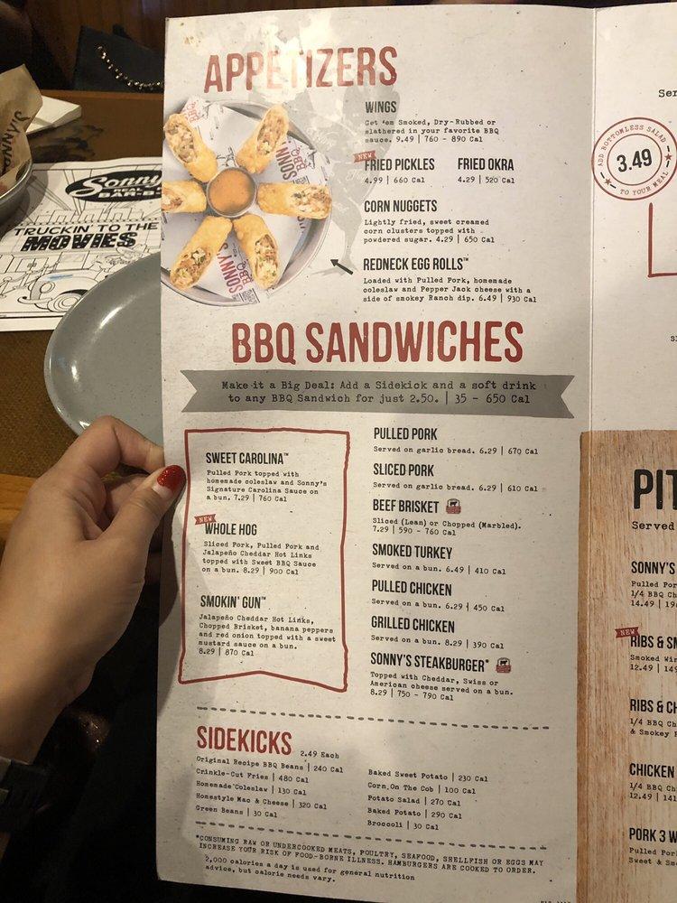 Menu at Sonny's BBQ, Marianna, FL71