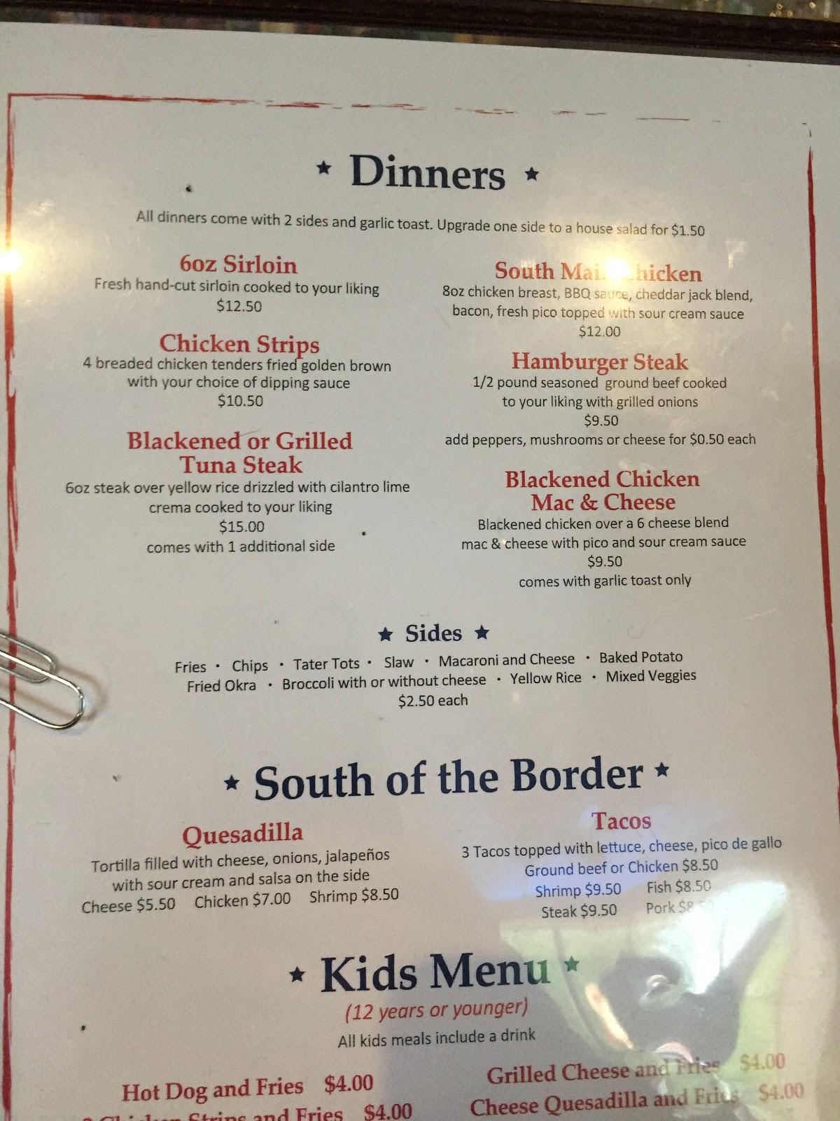 Menu at South Main Bar & Grill, Clover, 902 S Main St