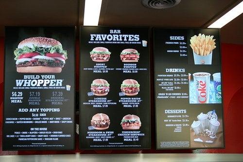 Menu at Whopper Bar, Orlando