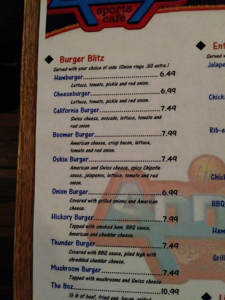Menu at Annex Sports Cafe, Woodward