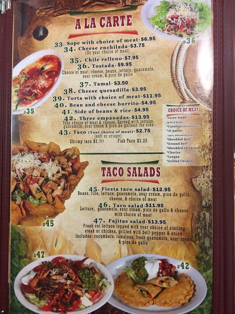 Menu at El Charro restaurant, Santa Rosa