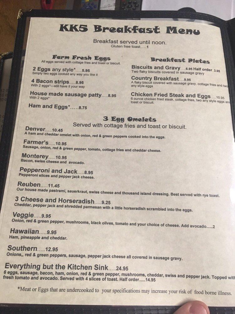 Menu at KK5 Kamp Kitchen restaurant, Amboy
