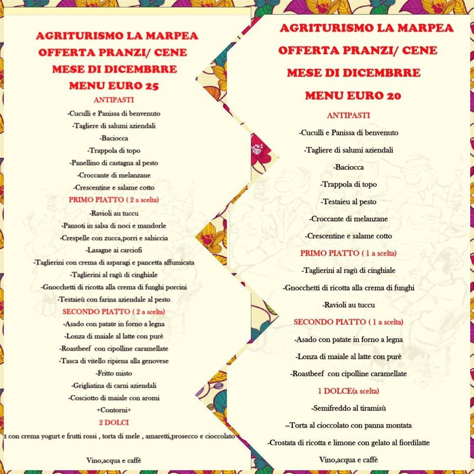 Menu di La Marpea 
