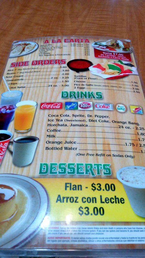 Menu at El Burrito Junior restaurant, Lomita