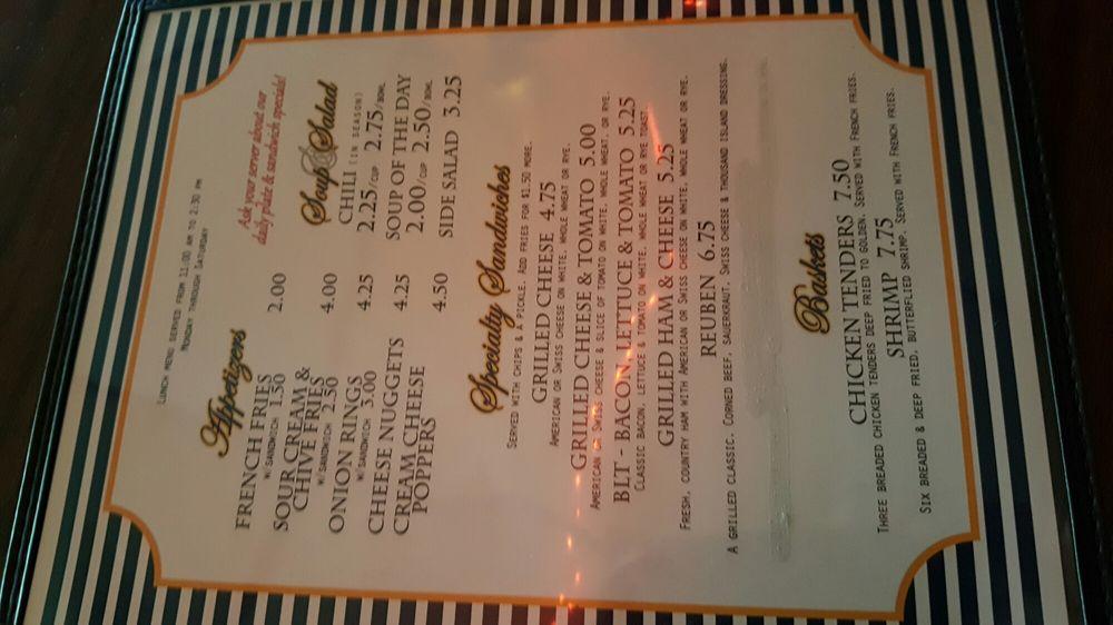 Menu at Bark River Yacht Club, Dousman