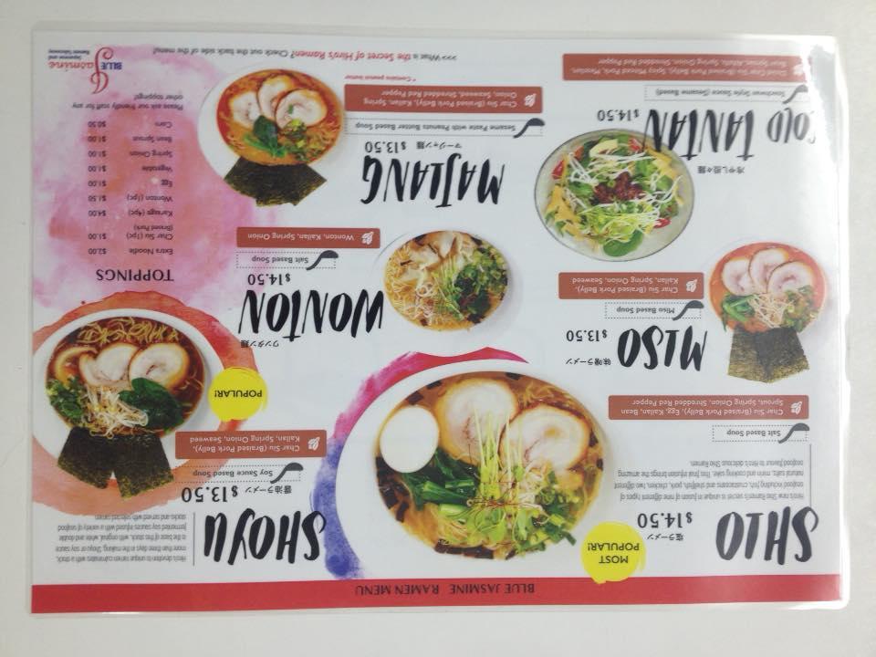 Menu at Blue Jasmine restaurant, Maylands