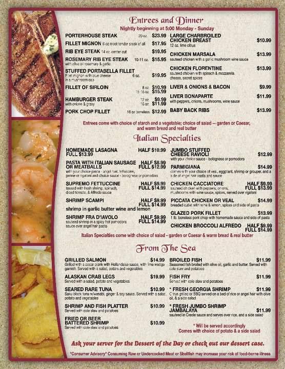 Menu at Frank & Linda's Restaurant, Rincon