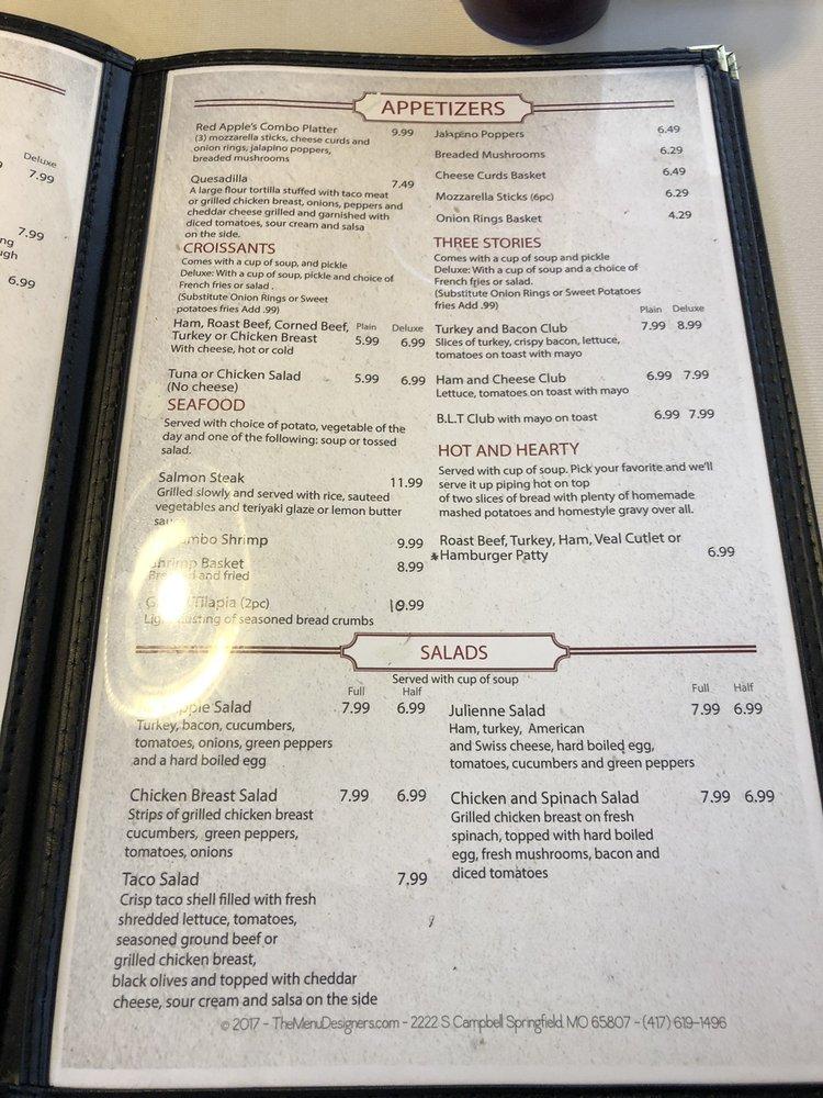Menu at Red Apple Restaurant, Portage, E Wisconsin St