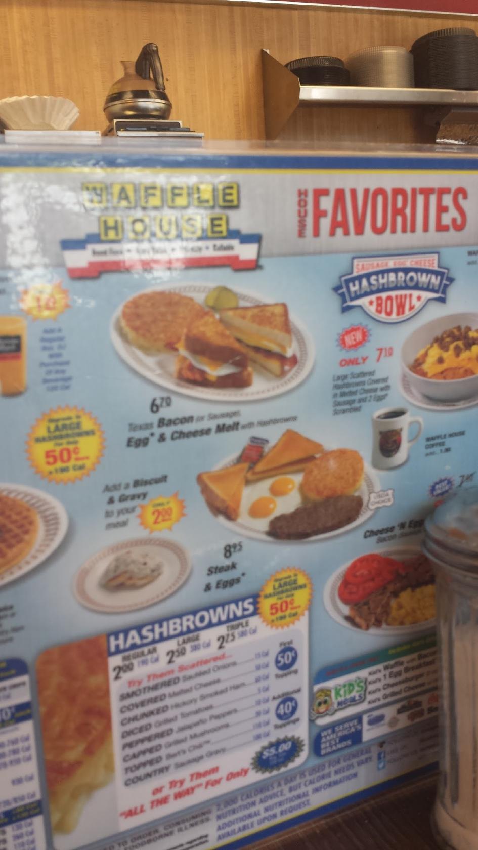 Menu at Waffle House restaurant, Moultrie, 1st Ave SE