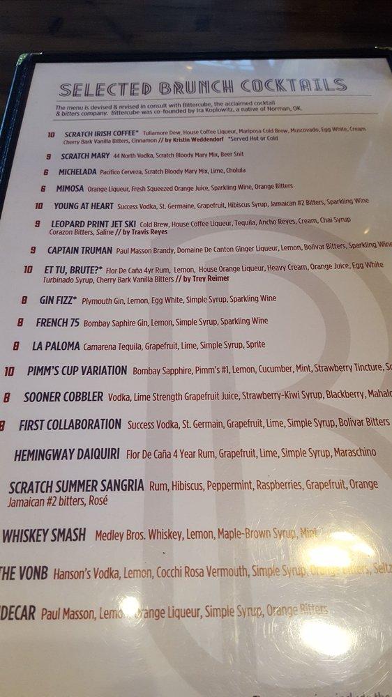 Menu at Scratch Kitchen & Cocktails restaurant, Norman, 132 W Main St