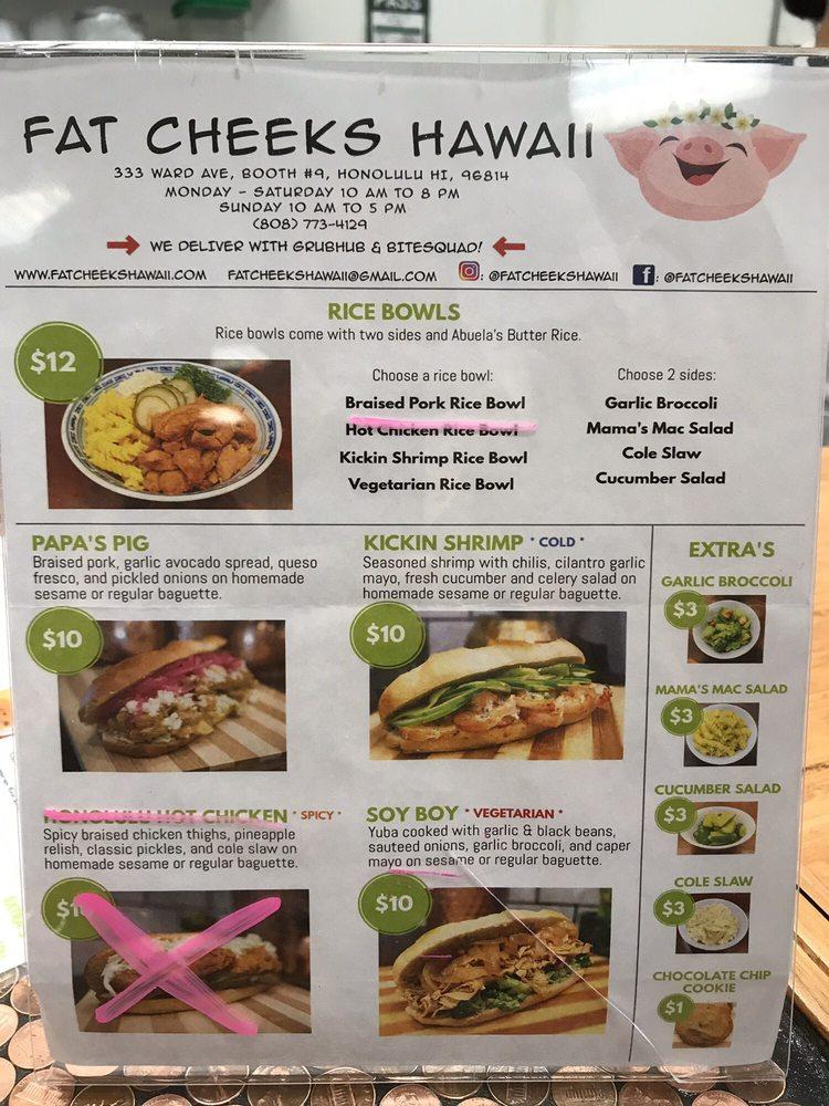 Menu at Fat Cheeks restaurant, Honolulu