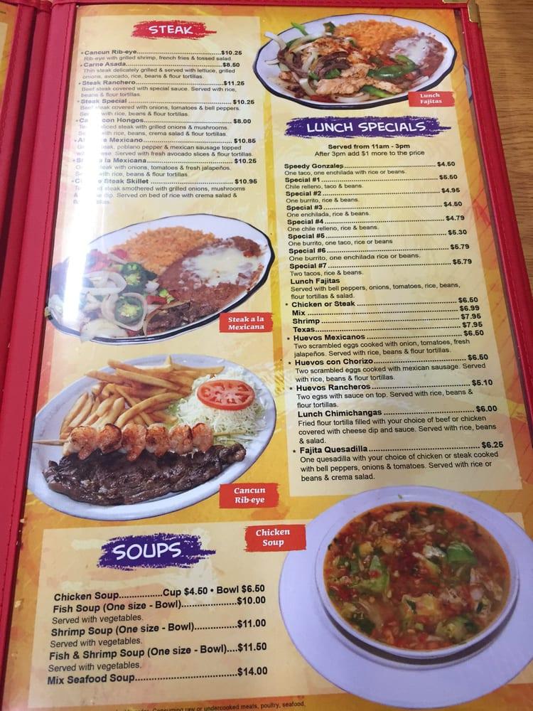 Menu at Cancun Mexican Restaurant and Grill, Woodstock