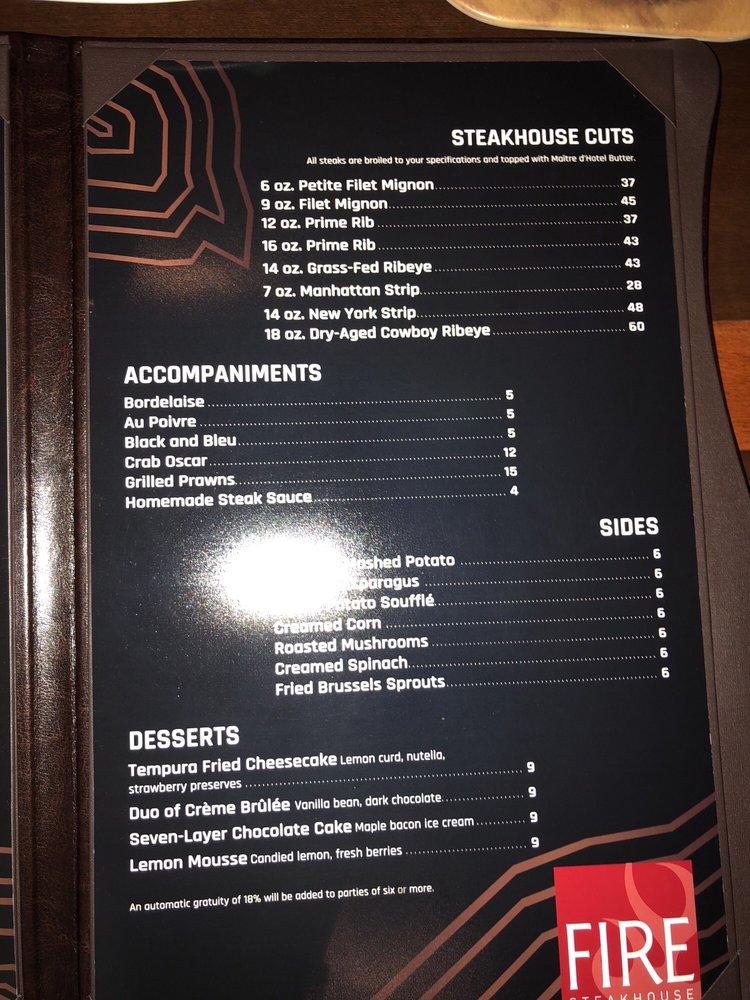 Menu at Fire Steakhouse, Atmore, 303 Poarch Rd