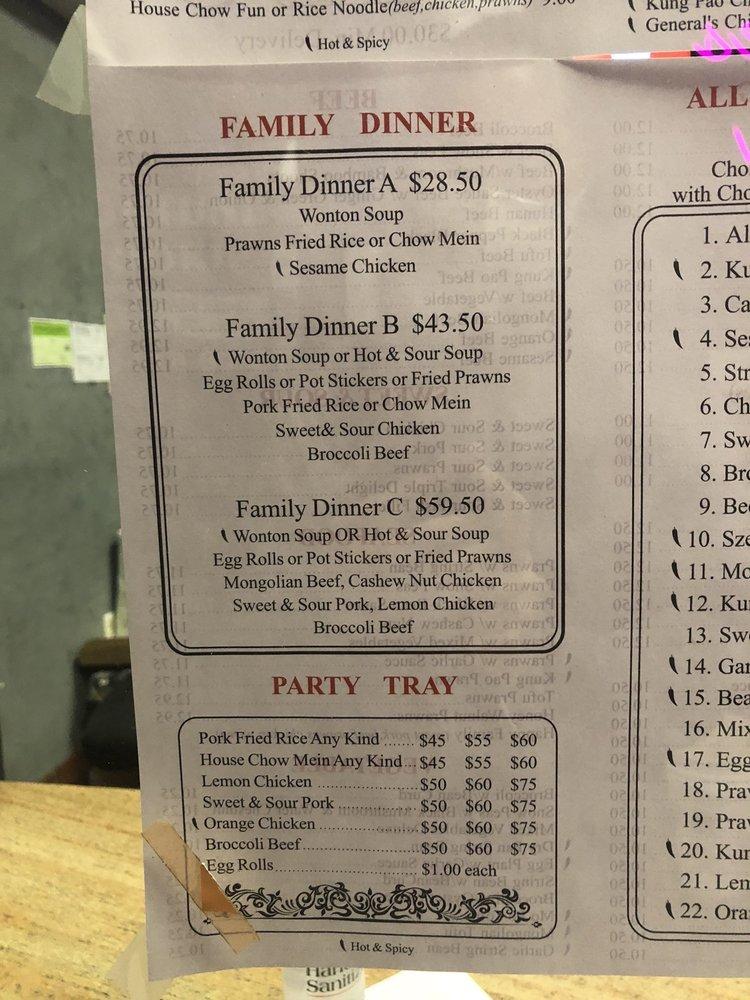 Menu at Fortune Cookie Chinese Food restaurant, Fremont