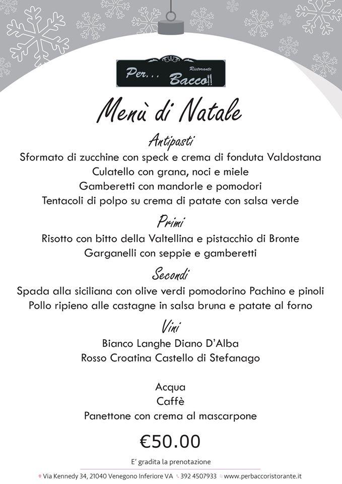 Menu di Per...Bacco!! ristorante con servizio di pizzeria 