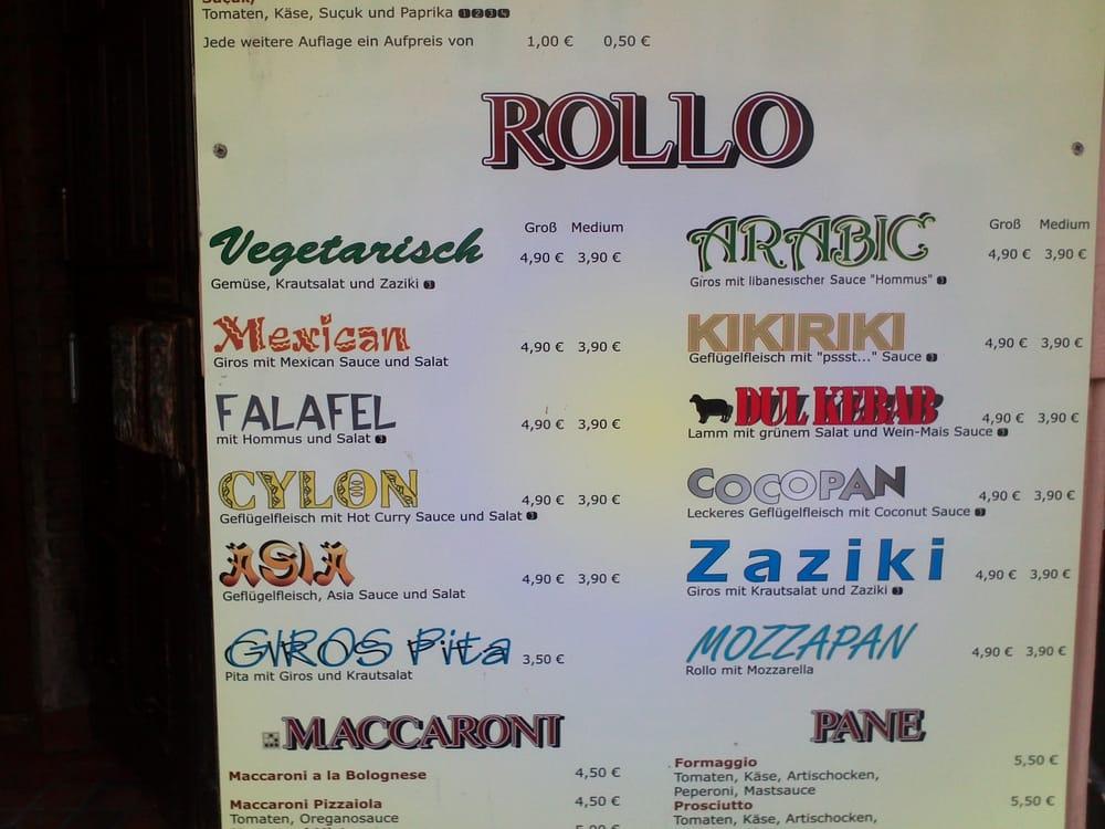 Menu at Tandour restaurant, Bremen
