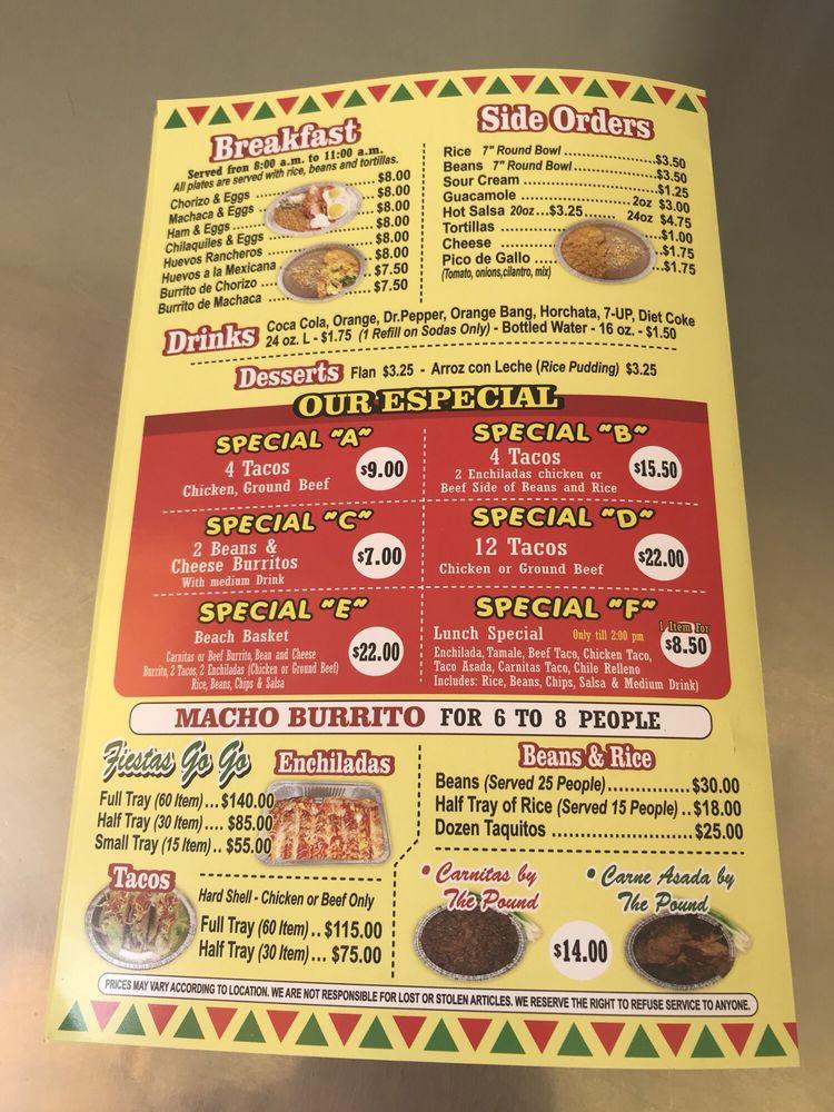 Menu at El Burrito Jr restaurant, Redondo Beach