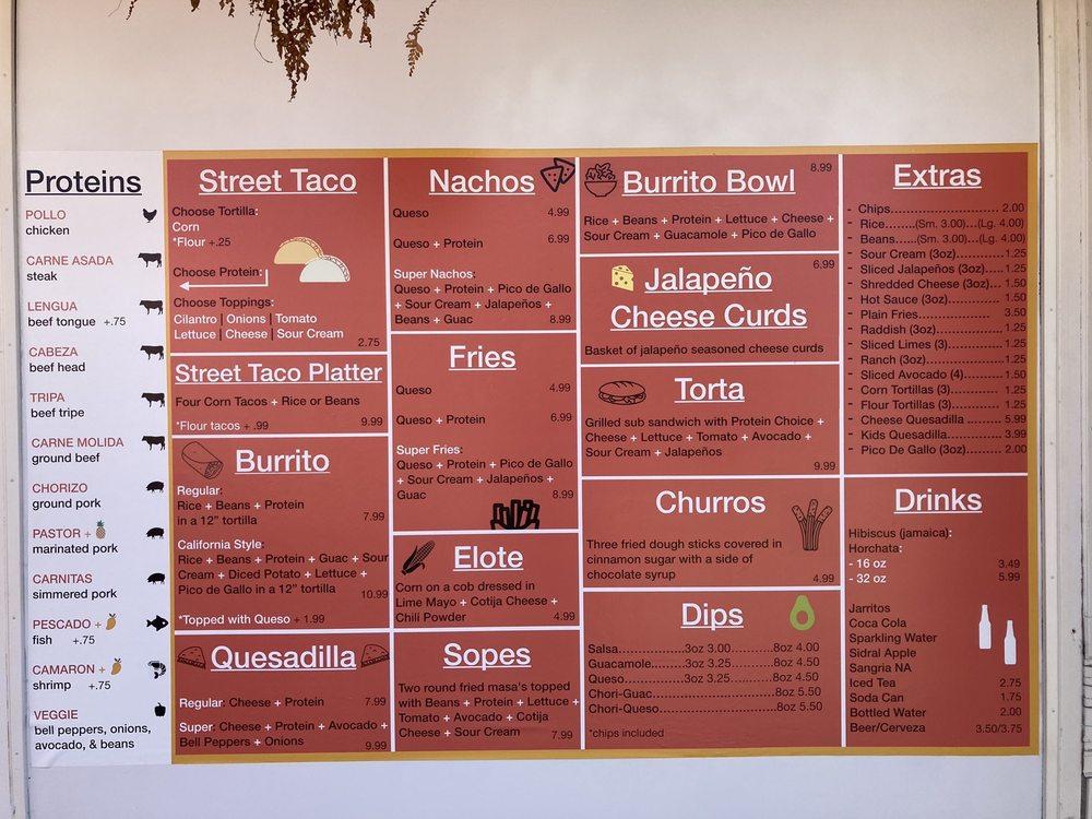 Menu at Tacos el Tapatio restaurant, Black River Falls