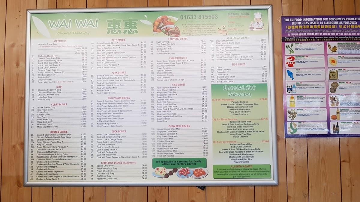 Menu At Wai Wai Fast Food Newport   R720 Menu Wai Wai 