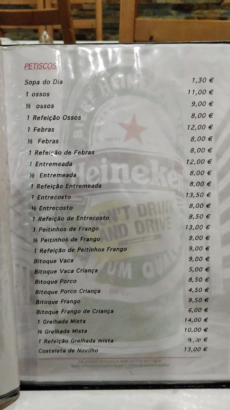 Menu em Café SnackBar Frankfurt, Quinta do Conde