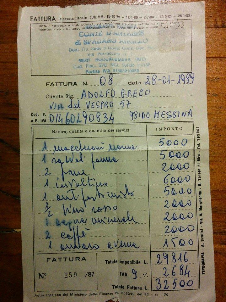 Menu di Conte D'Antares 