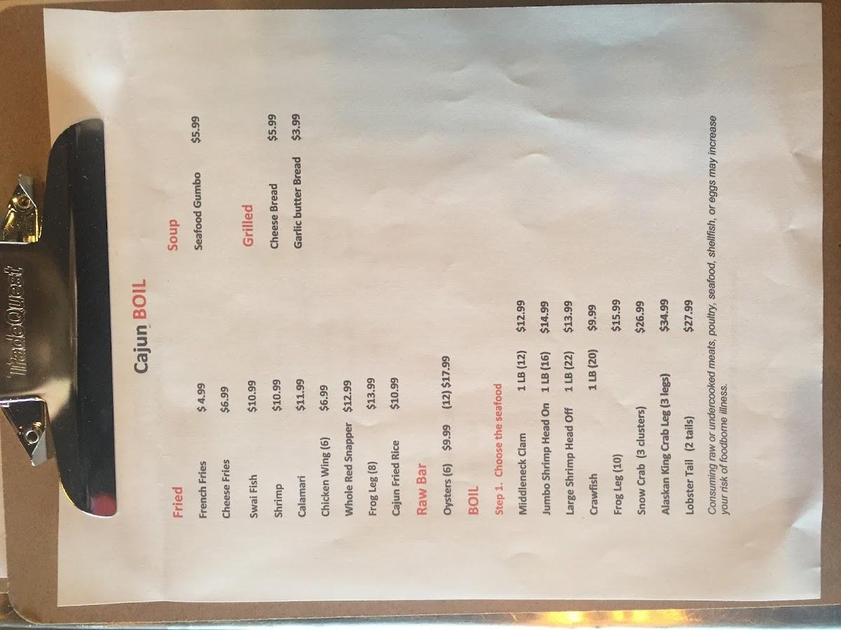 Menu at Cajun Boil Flagler St restaurant, Miami, W Flagler St