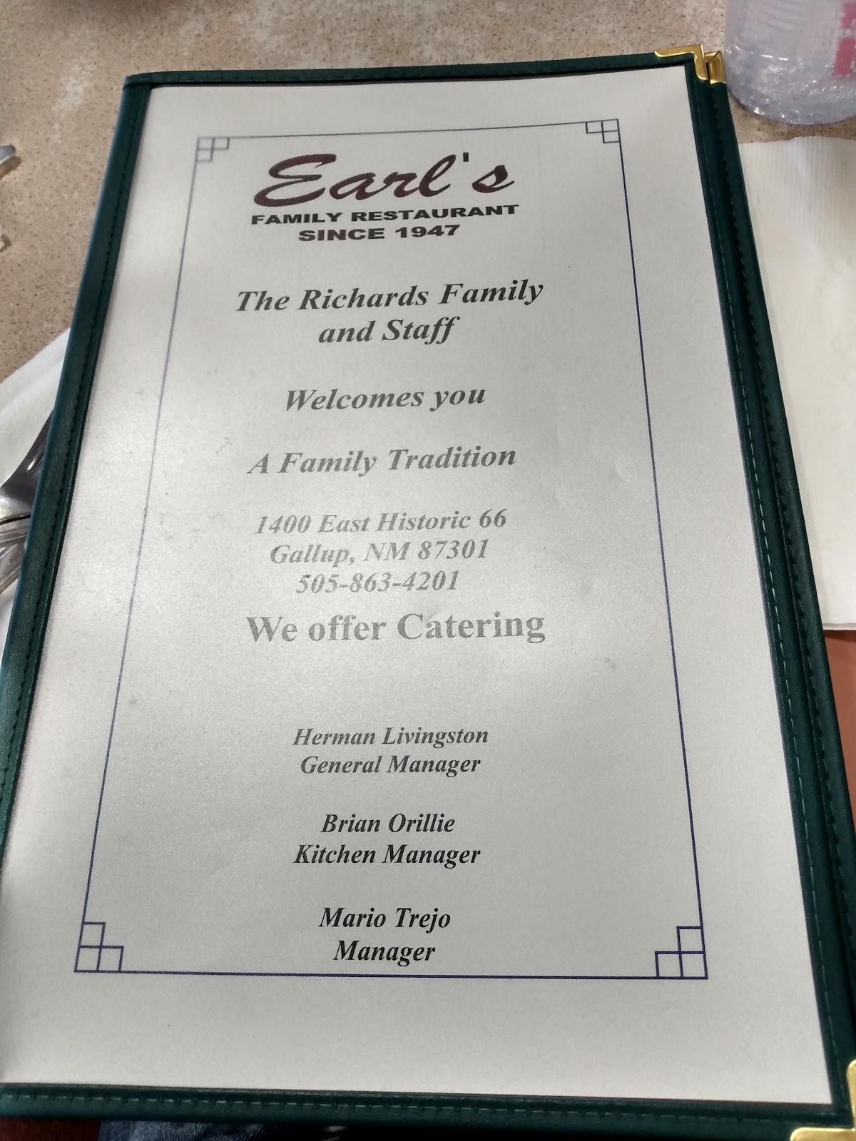 Menu at Earl's Family Restaurant, Gallup