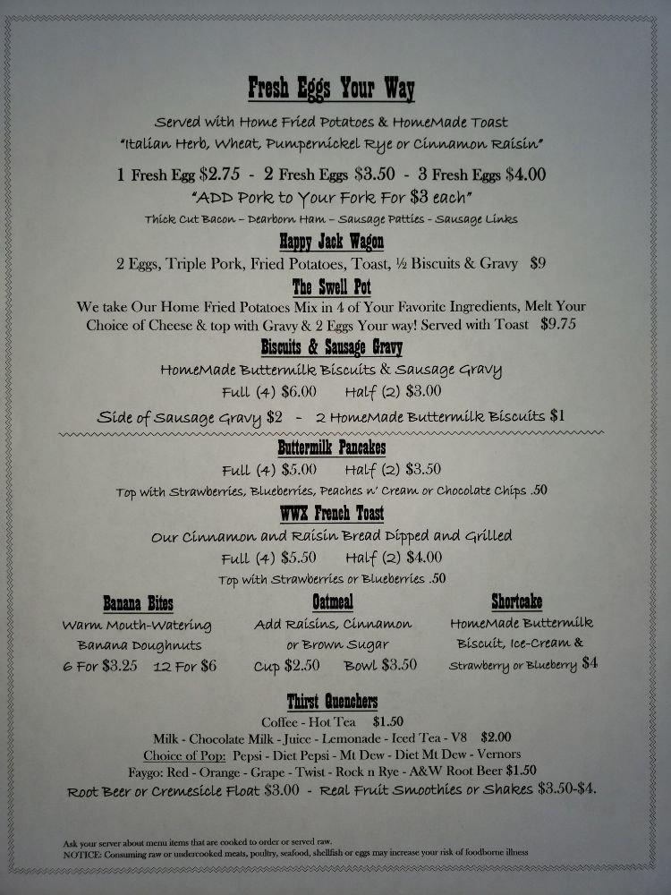 Menu at Wagon Wheel Express llc pub & bar, Croswell