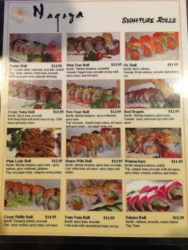 Menu at Nagoya Asian Bistro restaurant, Prince Frederick