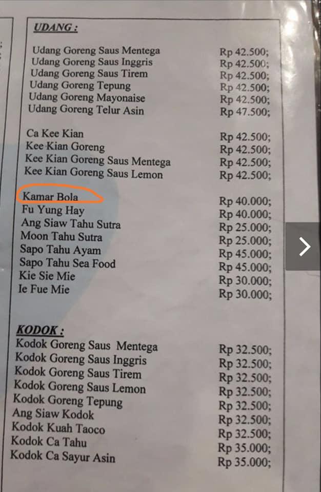 Menu at RM Laras Hati restaurant, Magelang