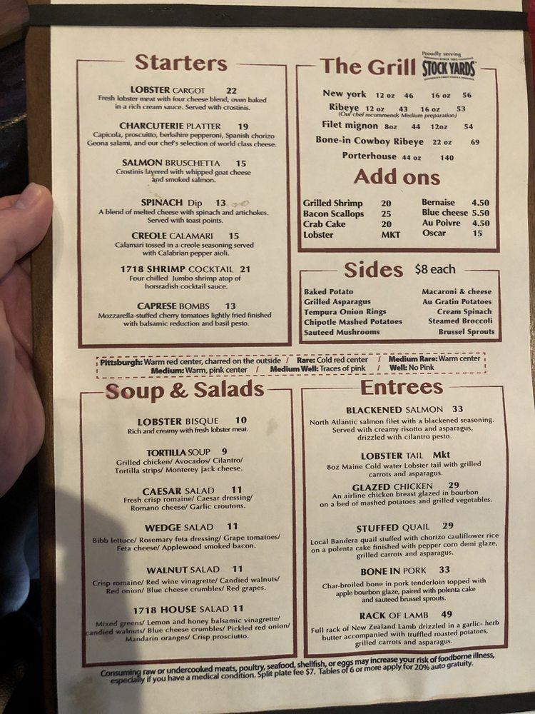 Menu at Steak House steakhouse, San Antonio, Stone Oak Pkwy #103