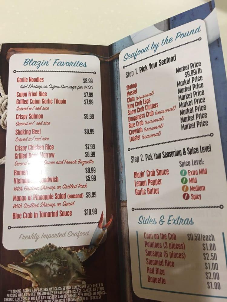 Menu at Blazin' Crab Fontana pub & bar, Fontana