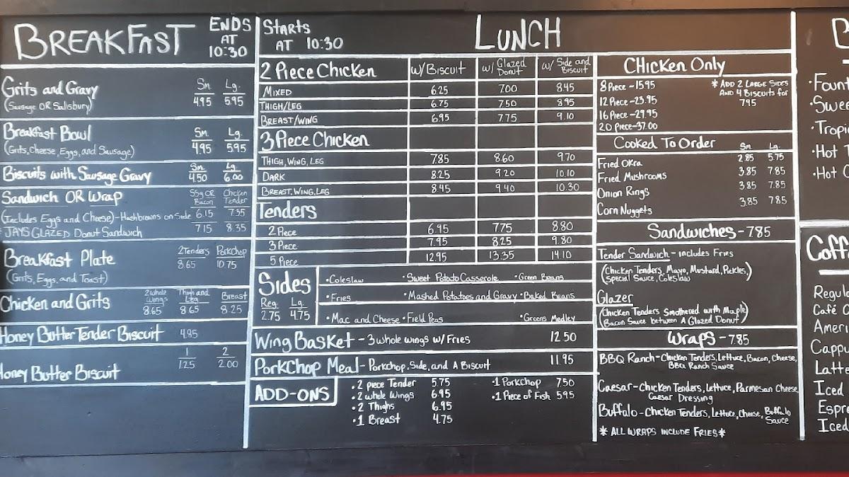 Menu at DoughJ's Chicken and Donuts restaurant, Brooksville