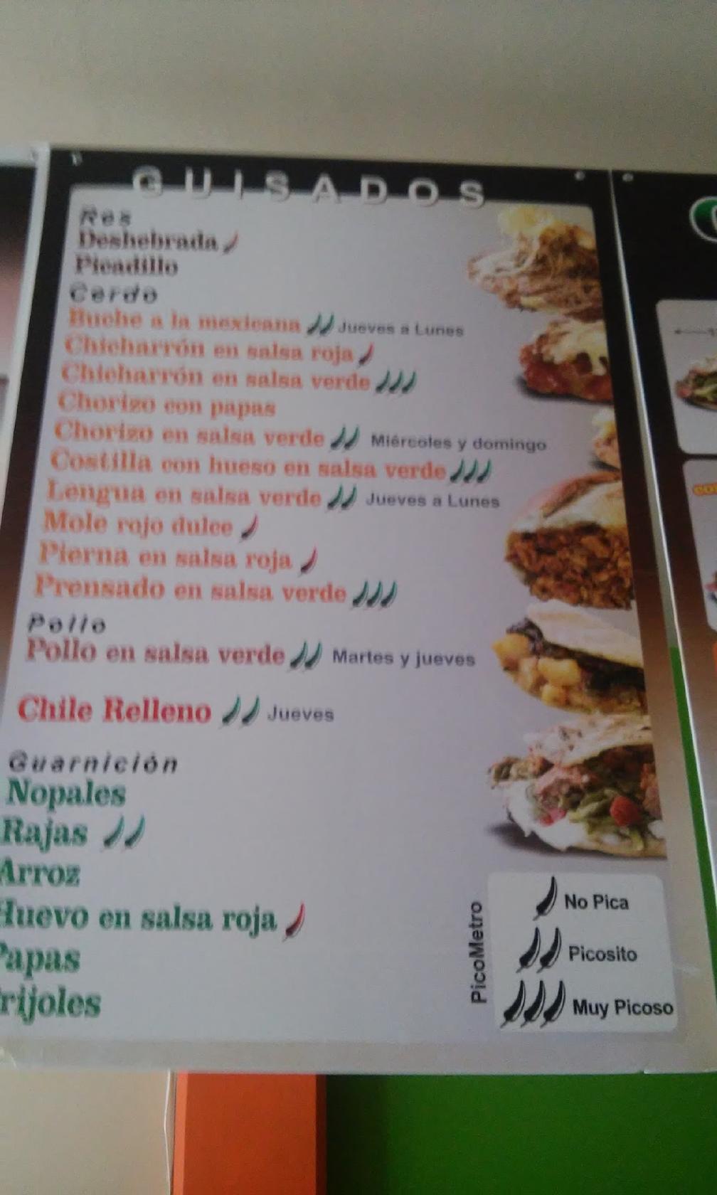 Menu at Gorditas Doña Coco restaurant Jesús María Aldama 101