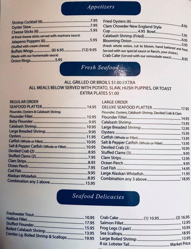 Menu at Don's Seafood & Steak House steakhouse, Wilkesboro