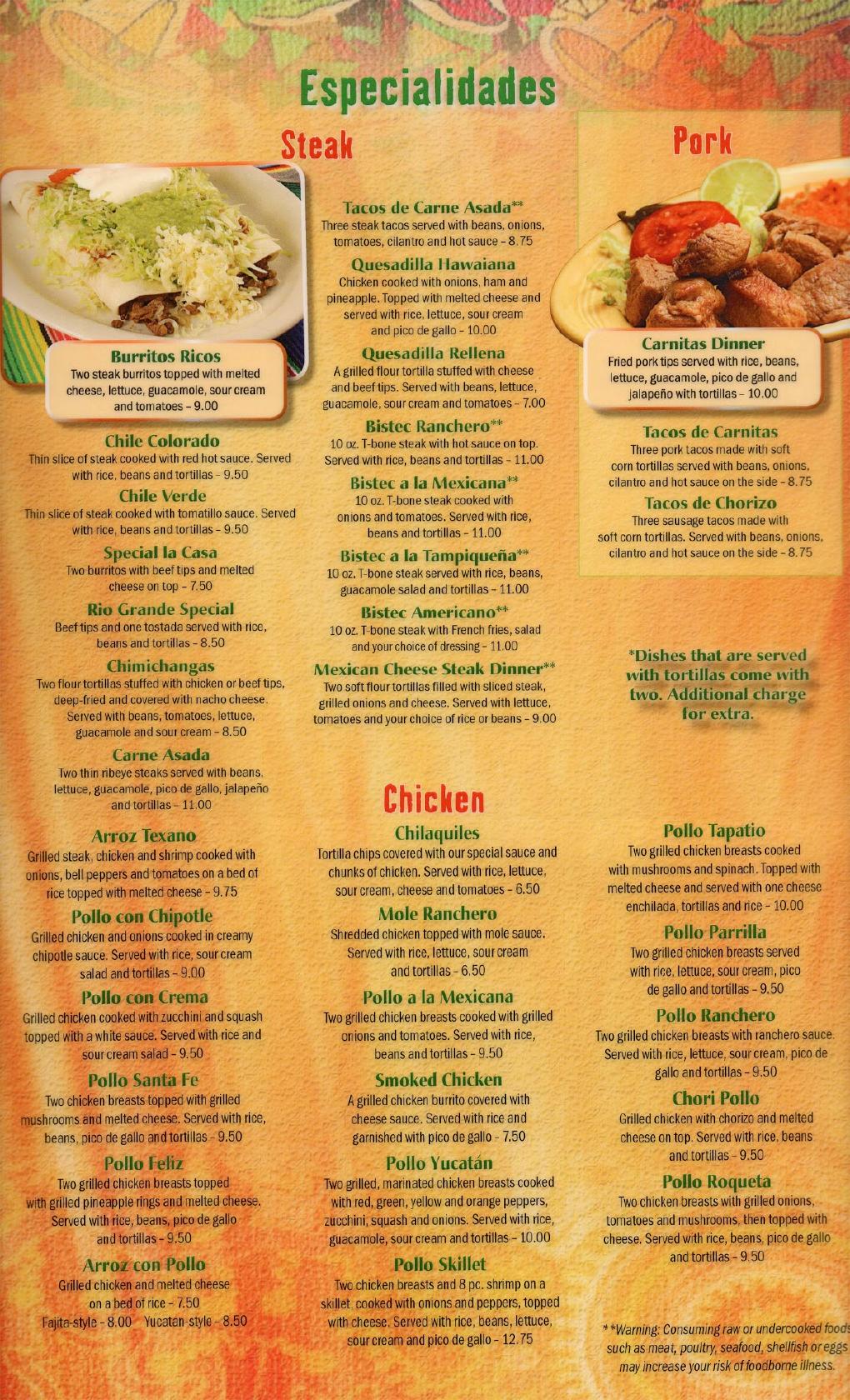 Menu at El Burrito Loco restaurant, Richlands, Cedar Valley Dr