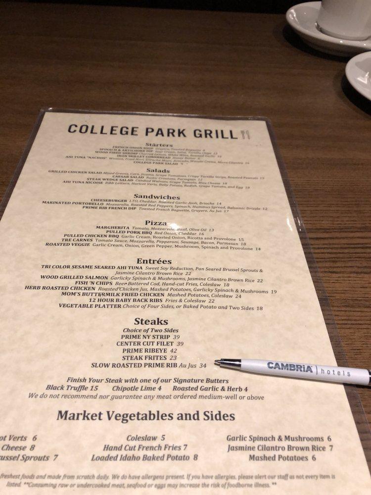 Menu At College Park Grill Steakhouse College Park   R725 Menu College Park Grill 2022 10 2 