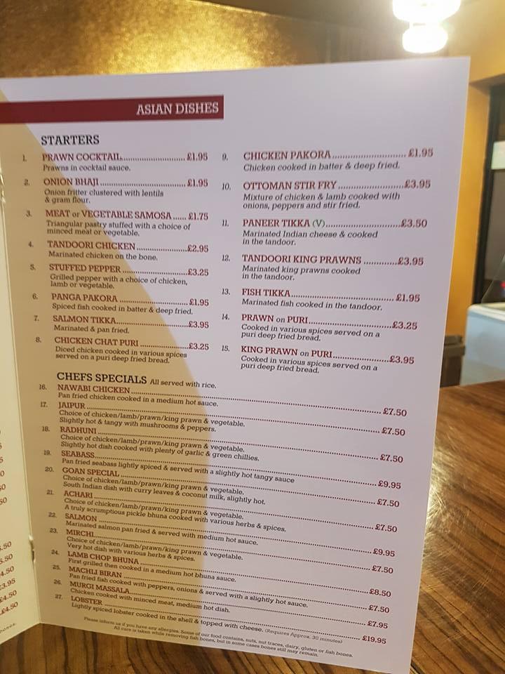 Menu at Ottoman Kitchen restaurant, Birmingham