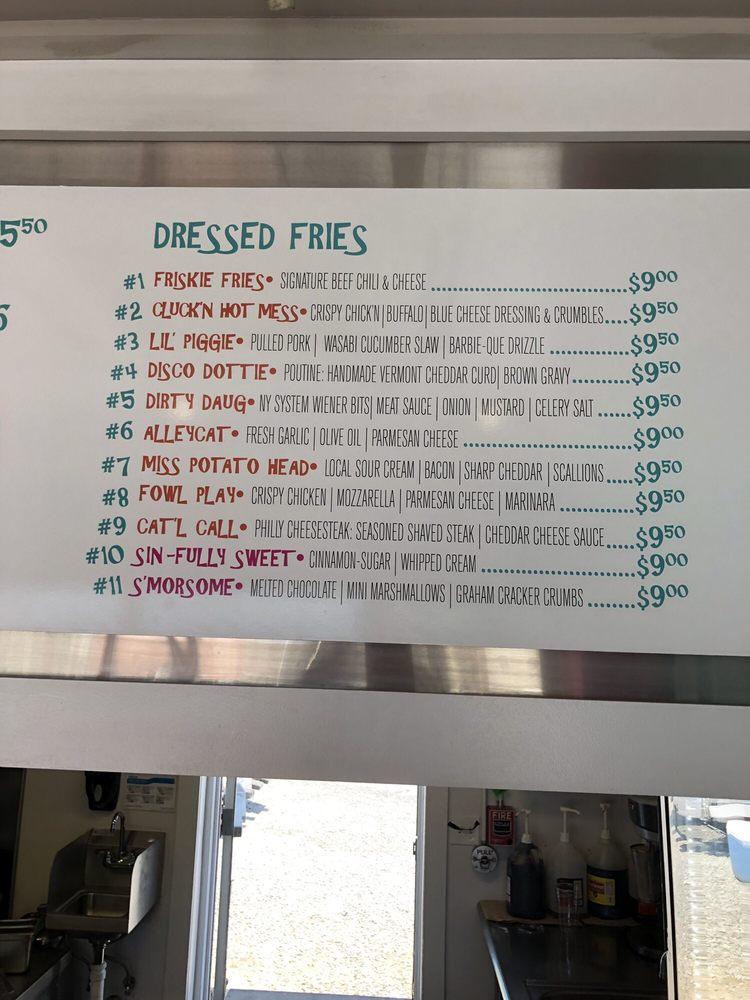 Menu at Friskie Fries fast food, Johnston, 751 Hartford Ave