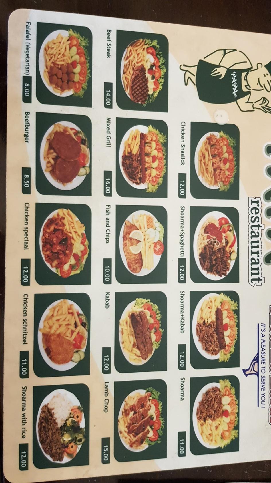 Menu at Mix Grill Restaurant Steak House, Amsterdam