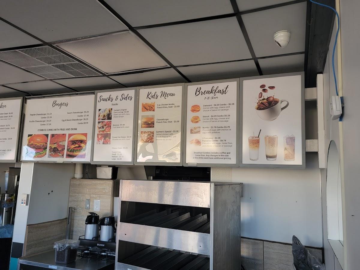 Menu at Carmen’s Cafe, Herrin