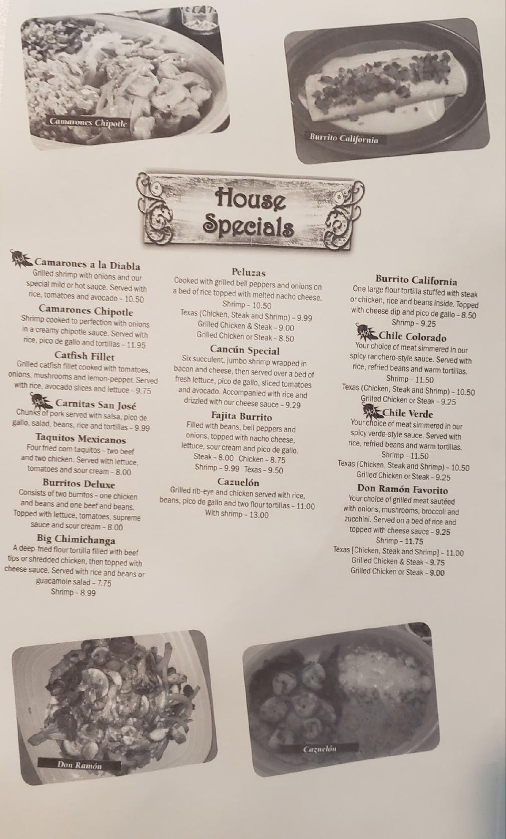Menu at Don Ramon Mexican Restaurant, Shelby