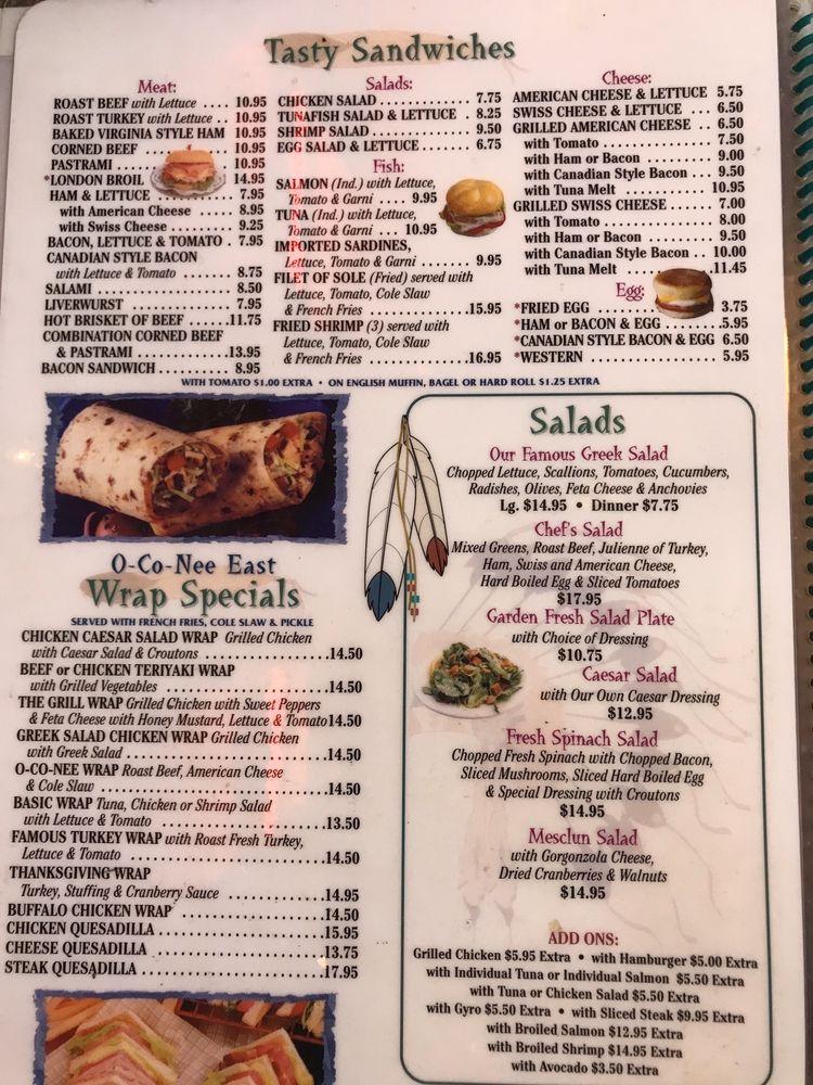 Menu at Oconee East Diner restaurant, Islip
