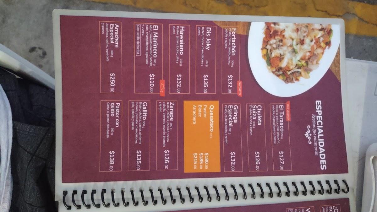 Menu at Tacos Los Tarascos Zocalo express restaurant, Acapulco